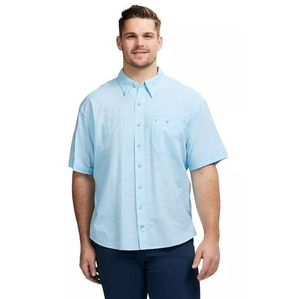 IZOD Saltwater Chambray Button Up Shirt Men’s LT Big & Tall NWT Coastal Blue